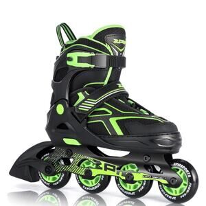 Inline Skates 2PM SPORTS Torinx Green KIDS Adjustable Inline Skates, Fun LARGE